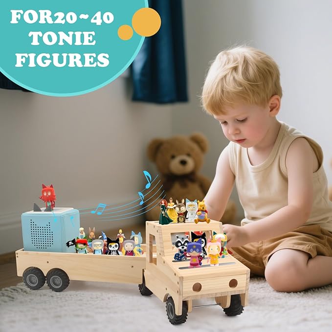 RZYLKA for Tonies Box Organizer Shelf Storage, for Tonie Shelf Magnetic, Compatible with Tonie Box 1/2 Player Tonies Figures Characters for Children, Display Collection 20~30 Characters - Truck