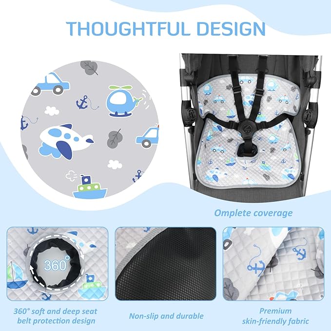 INFANZIA Dry Seat,Car Seat Protector Waterproof Carseat Liner Potty Training Toddlers, Baby and Infants, Piddle Pad for Carseats Strollers (Gray Plane Car, 1 Pack)
