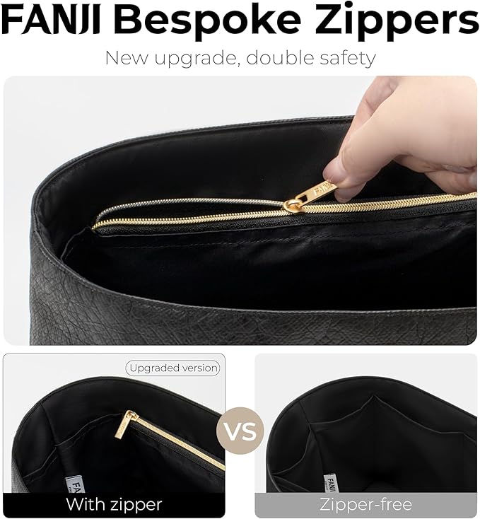Purse Organizer Insert for LV Carryall BB Handbag,Custom Fit Inside Premium Lightweight Water Resistant Purse Insert with Zipper(Matte Black)