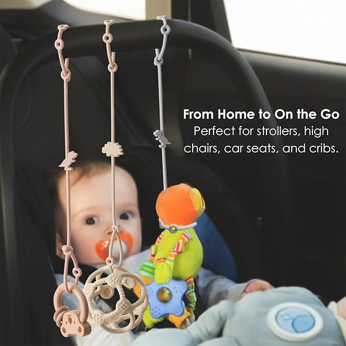 Andy Bear Toy Straps for Baby Toy Safety Straps Silicone High Chair Toy Straps Toddler Bottle Straps for Strollers, High Chair, Cribs, Car Seat, Stroller Accessories Baby Blue
