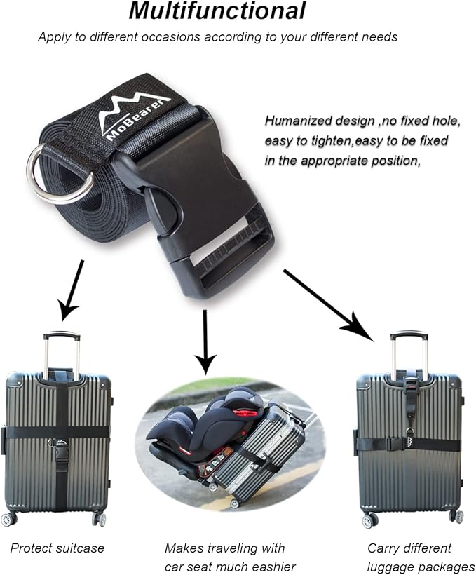 MoBearer Car Seat Travel Belt to Suitcase,Car Seat Travel Strap to Convert Kid Car Seat and Carry-on Luggage into an Airport Car Seat Stroller,Safe Travel Solution for Transport