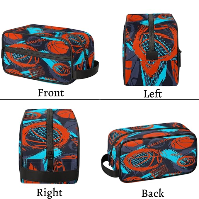 Boys Toiletry Bag Basketball Kids Dopp Kit Waterproof Hanging Wash Bag Cosmetic Bag Medicine Bag for Travel Sports Shower Essential