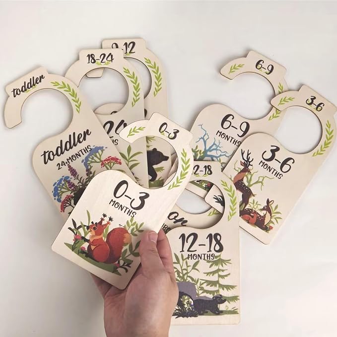 Baby Closet Dividers 8 PCS - Cute Baby Clothes Organizer for Nursery Decor, Double-Sided Size Labels from Newborn to 24 Months