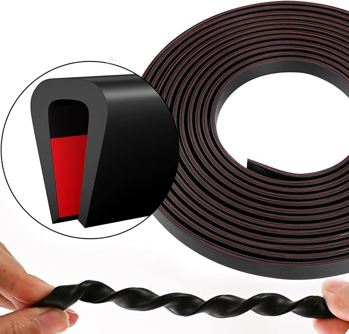 Silicone Edge Trim Self-Adhesive U Channel Silicone Edge Trim Edge Protector for Sheet Metal (Black, Fit 1/8" - L 20')