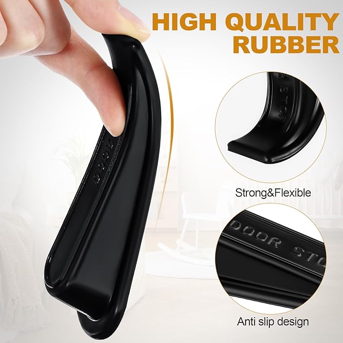 Frienda 48 Pcs Door Stoppers Heavy Duty Door Stop Wedge Rubber Door Stoppers for Door Bottom Carpet Tile Concrete Wooden Floor