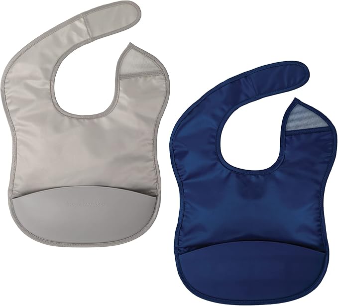 Tiny Twinkle Silicone Pocket Bibs - Waterproof, Food Catching, Mess-Proof Bibs for 6-24 Months Baby Boy and Girl, Toddlers