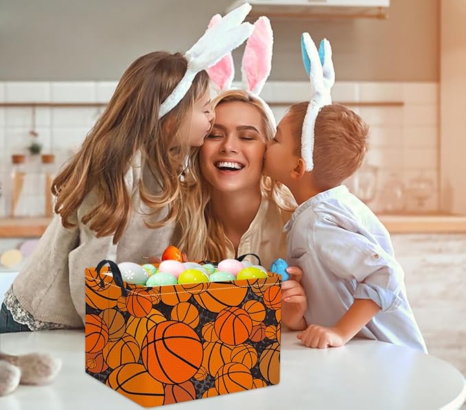 TIBAOLOVER Rectangular Basketball Kids Storage Basket Gift & Baby Storage Bin Organizer Shelf Book Basket Room Decor (Basketballs)