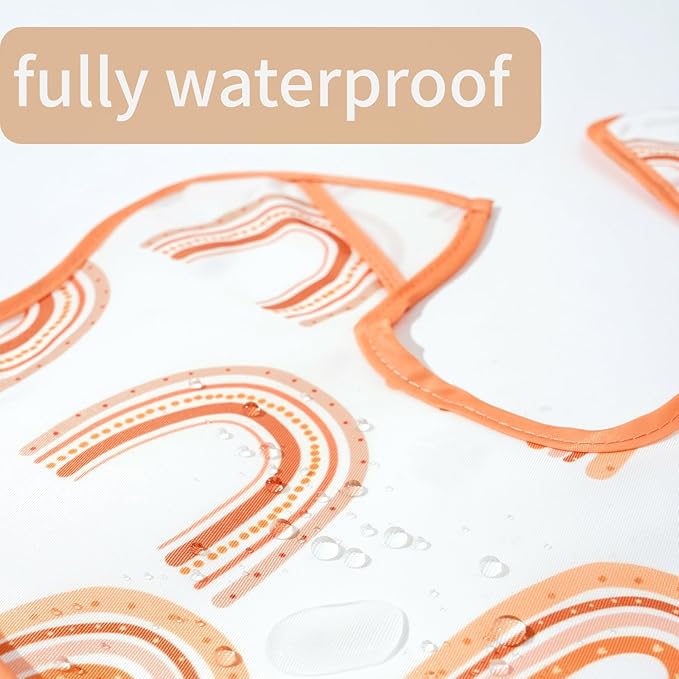 CoolaPeach 3-Pack Waterproof Baby Bibs for Eating - Lightweight Feeding Bibs, Mess Proof, Baby Essential Must Have for Eating