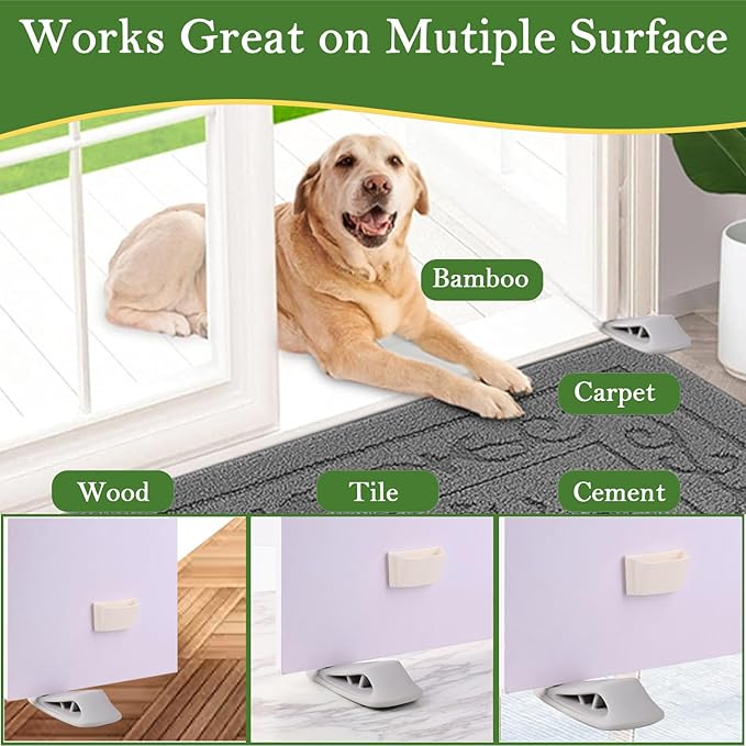 Fursafe&Q Rubber Door Stoppers for Bottom of Door, Door Stop Wedge with Holder, Heavy Duty Doorstops 2 Pack, Wall Protector for Home & Office & School & Commercial Doorstop Keep Open Stack Grey