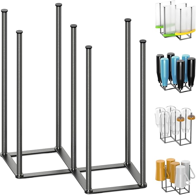 KORRTFID Foldable Bottle Drying Rack, Baby Bottle Drying Rack, Collapsible Cup Draining Holder, Retractable Reusable Storage Bag Dryer with Non-Slip Bottom - Stainless Steels (Starlight Gray)