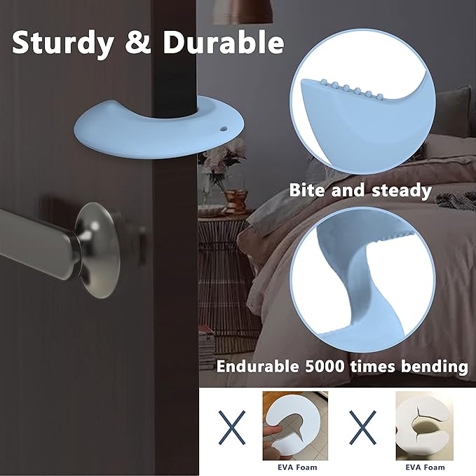 Neobay Door Pinch Guard and Door Slam Stopper, Durable Silicone Door Finger Pinch Guard, Prevents Slamming on Even Heavy Doors, Non-Toxic & Pet Friendly, Blue, 4 Packs