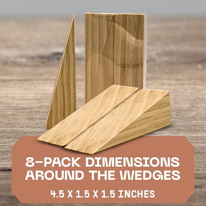 Wooden Door Stoppers Handmade Acacia Wood Door Wedge - Wooden Wedge Door Stopper for Bottom of Door Works for All Floor Types -