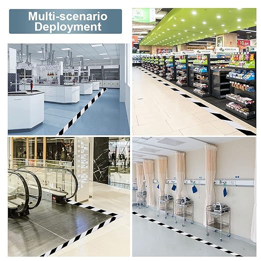 LeaGerous 6 Rolls Hazard Warning Safety Stripe Tape 2”x 36 Yards Black White Caution Tape Roll Waterproof Anti Slip Floor Marking Tape for Wall Floor Pipe Equipment Factory