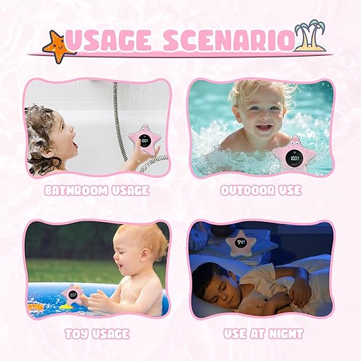Baby Bath Thermometer with Floating Toys - Digital Water & Room Temperature Monitor, Rechargeable Thermometer with Alerts for Newborn Bath Essentials, Infant Safety