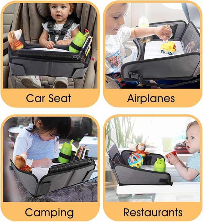 Kids Travel Tray for Car, Car Seat Tray, Grey