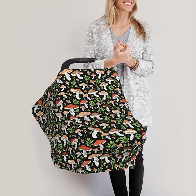 Mushroom Car Seat Canopy, Baby Breastfeeding Cover, Multi Use Baby Stroller and Carseat Cover, Boys and Girls Shower Gifts