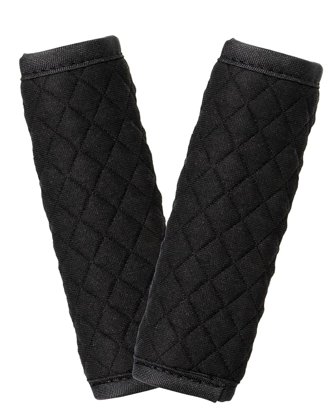 Car Seat Belt Pads 2 Pack for Baby Kids, Soft Reversible Car Seat Shoulder Strap Cover Pads, Seat Neck Strap Covers for Stroller, Carrier, Pushchair - Black
