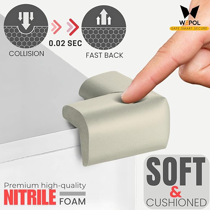 Soft Foam Corner Protectors for Baby, Bed Frame Corner Guards, Sharp Edge Desk Furniture Safety Cover Bumpers for Kids, 3M Adhesive Pre-Taped Rubber Padding Cushion (Gray, 12 Pack)
