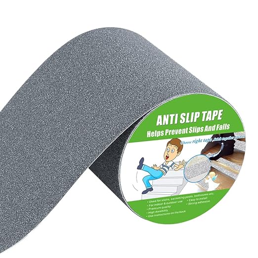 Anti Slip Tape, High Traction, Strong Grip Abrasive, Not Easy Leaving Adhesive Residue, Indoor & Outdoor (6" Width x 190" Long, Gray)