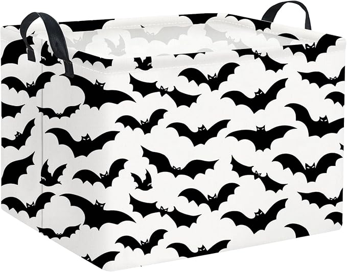 TIBAOLOVER Rectangular Batman Basket Kids Baby Storage Basket Cute Kids Toy Storage Bin Organizer Shelf Book Bat Room Decor(Black Bats)