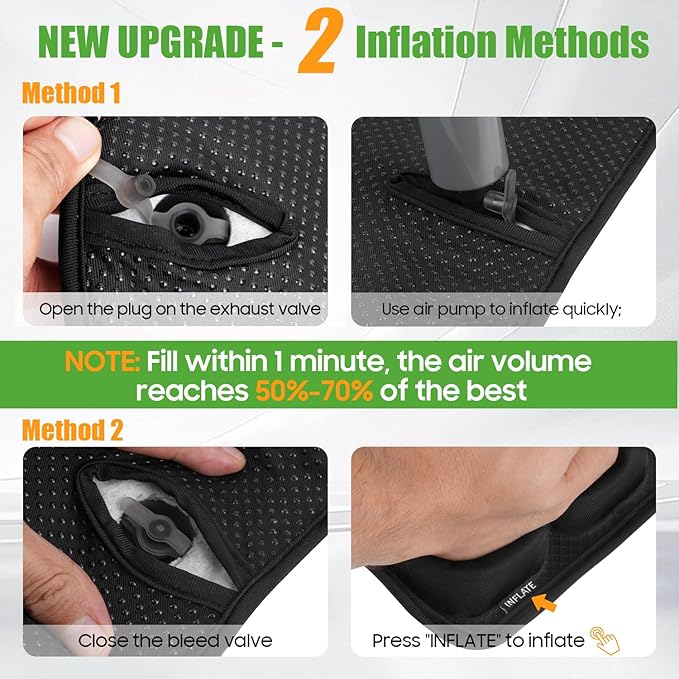 Kimburg Inflatable Travel Seat Cushion, Relieve Pessure Hips, 3D Airbag Wheelchair Pad Portable Car Seat Cushions for Office Chair, Wheelchair, Stadiums, Dining Chair