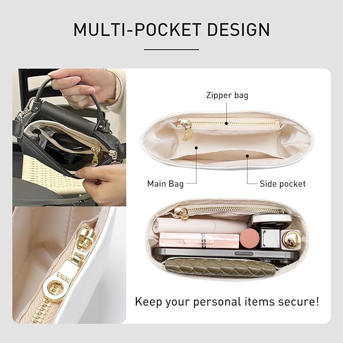 Upgraded Longchamp Mini Organizer Insert, DupontPaper Lightweight Bag Organizer Insert Compatble with Longchamp le pliage Mini Pouch Handbag Inner Shaper (XS,White)