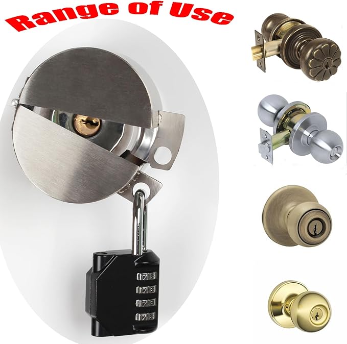 Door Handle Lock Device - Prevents Turning of Door Knob and Access to Keyhole