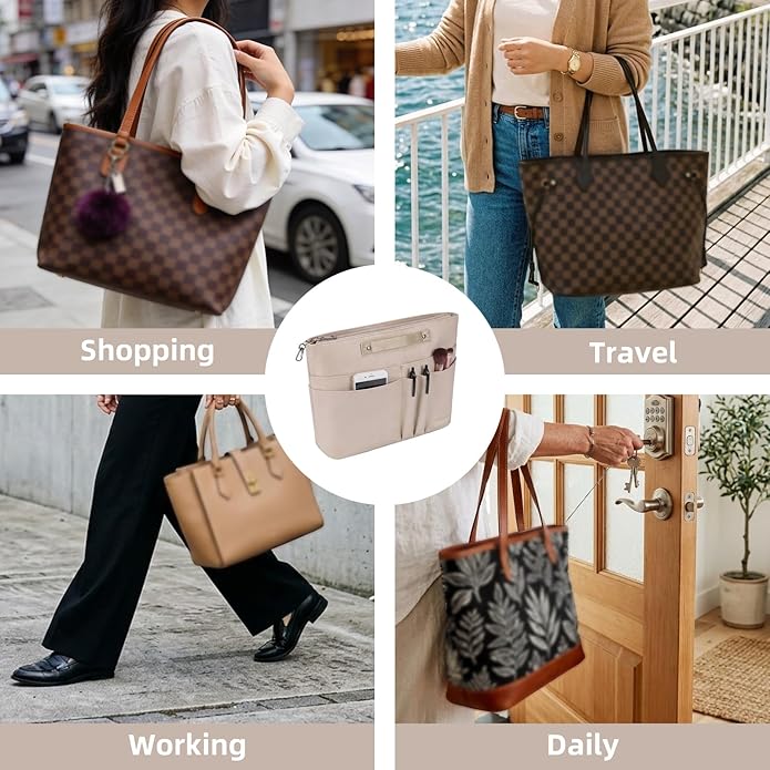 VANCORE Purse Organizer Insert for Handbags,Tote Bag Organizer Insert with Zipper Bag,Premium Handbag Organizer Inside Liner for Women