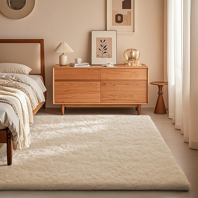 Ophanie Area Rugs for Bedroom Living Room,Color 2- Ivory,Size 4' x 6',Shape Rectangular