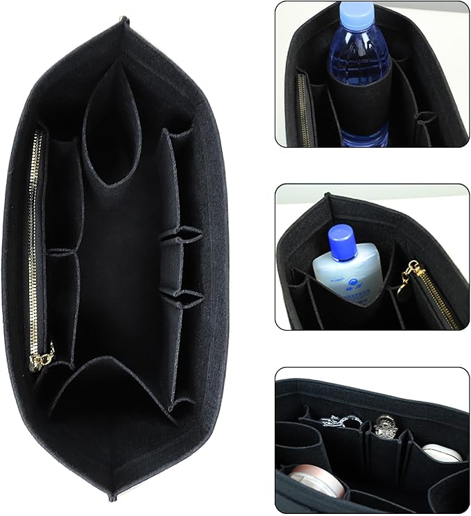 Organizer Insert For Long Champ Le Pliage Purse organizer Premium Felt 1012-25black-S