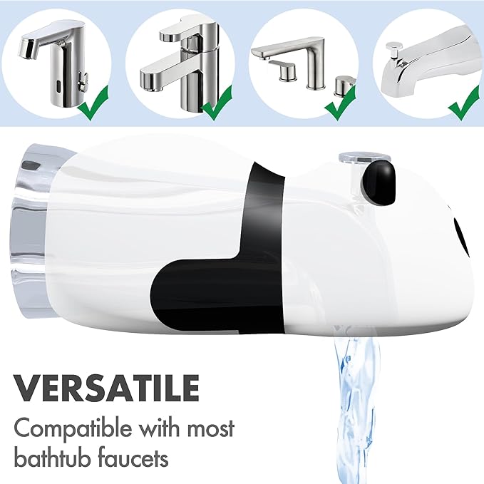Baby Bathtub Faucet Cover, Bathtub Spout Cover Safety Guard for Kids, Shower Protector Toddler Bathroom Accessories Universal Fit, Cute and Soft Panda Faucet Covers for Bath Fun