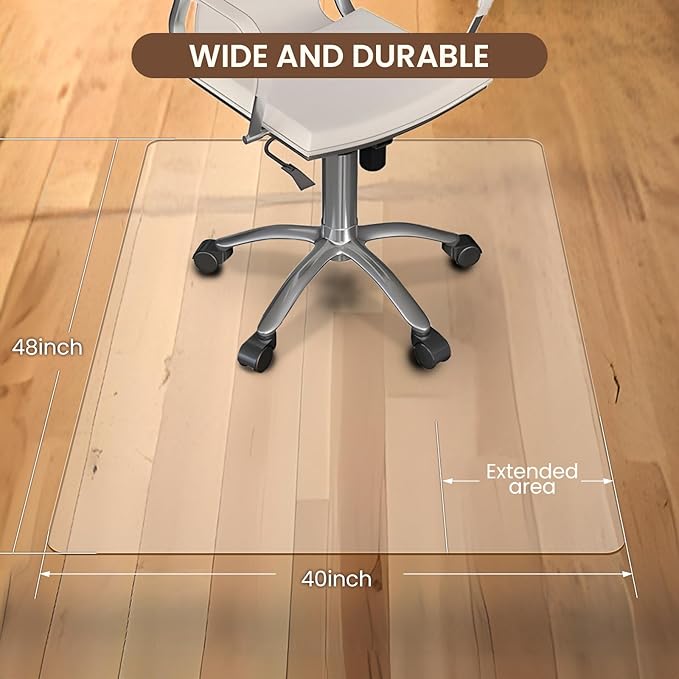 Office Chair Mat for Carpet and Hardwood Floor, 48"x40" Heavy Duty (0.14" Thick) Flat Shipping, Computer Desk Chair Mat