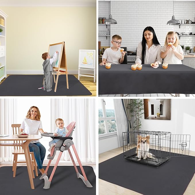 Baby Splat Mat for Under High Chair, 60 x 60 Inch Splash Mat, Waterproof and Washable Spill Mat, Anti-Slip Floor Protector