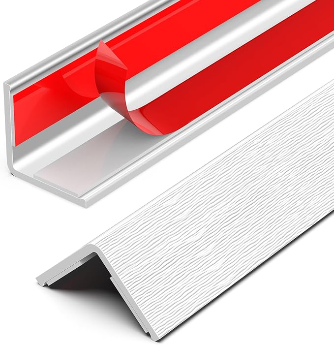 Wall Corner Protector, Walls Edge Protector，Self-Adhesive Wall Corner Guards,PVC Double Side Edge Protector， Furniture Stairs Guard (White Wood Grain 2PCS 120cm/47.2in)
