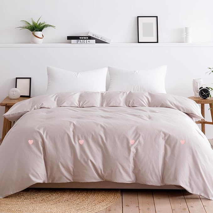 uxcell 20 Pcs Duvet Cover Pins to Hold Comforter Inside, Duvet Clips with Soft Fabric Material for Quilt Cushions Curtains, Light Pink (Heart)