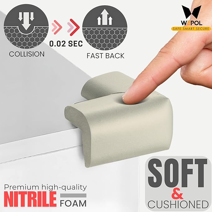 Soft Foam Corner Protectors for Baby, Bed Frame Corner Guards, Sharp Edge Desk Furniture Safety Cover Bumpers for Kids, 3M Adhesive Pre-Taped Rubber Padding Cushion (Gray, 4 Pack)