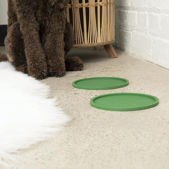 Waggo Habit Silicone Dog Placemat – Set of 2 Modern Heavyweight Silicone Dog Food Mats, Dishwasher Safe, Non-Slip, Solid Color – White (Small, 6")
