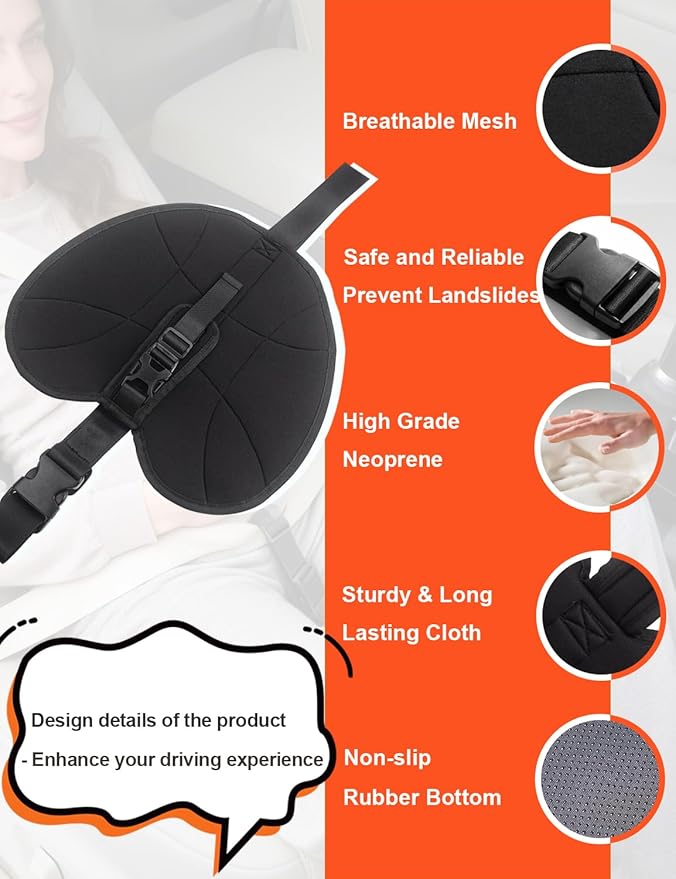 Pregnancy Seat Cushion Cover, Car Front Seat Cover with Strap Adjuster for Pregnant Women, Expectant Mothers & Abdominal Recovery – Relieves Pressure, Improves Comfort (Black)