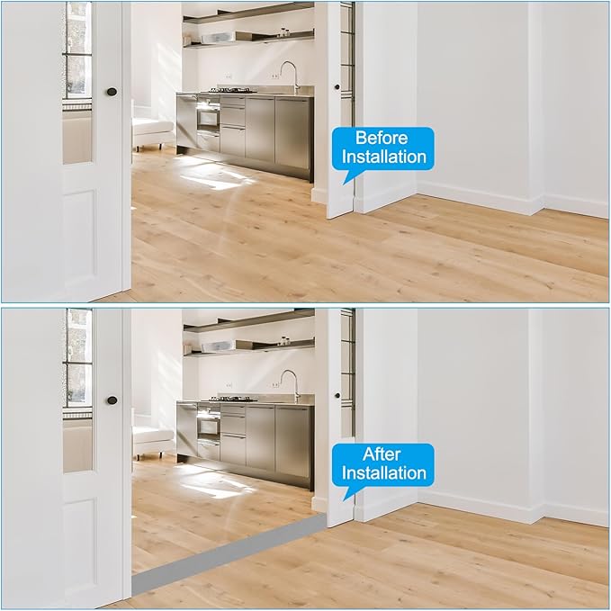 PATIKIL Self Adhesive Floor Transition Strip 1.6 in x 6.6 Ft, Vinyl Laminate Floor Flat Divider for Joining Floor Gaps Doorways Carpet Cover Floor Tiles Grey