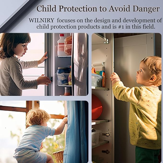 2 Pack Refrigerator Door Lock with Adhesive, No Tools Required, Child Proof Fridge Door Lock for Kids and Pets, Self Adhesive Latch for Freezer, Cabinets, Drawers, Windows (Patent)