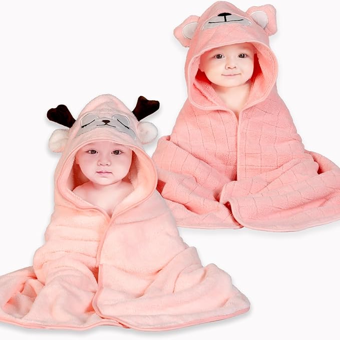 Baby Hooded Towels,31 x 31 in Infant Super Soft Baby Bath Towels with Hood for Toddlers1-3,Highly Absorbent Viscose Hooded Towel for Boys, Girls, Newborn Essentials