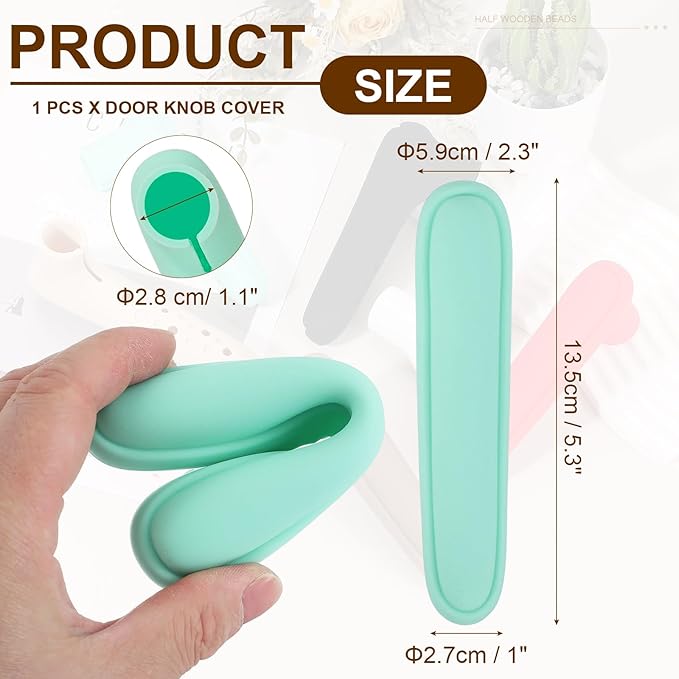 uxcell Door Handle Covers, Silicone Safety Doors Knob Handle Protector Covers Anti-Collision Soft Doors Pull Cover for Bedrooms Bathrooms Offices, Green