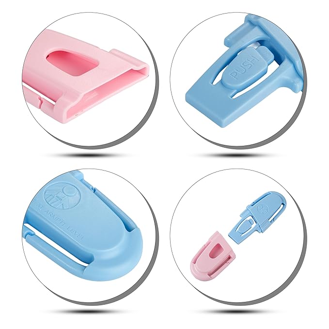 Universal Car Seat Chest Clip, Adjustable Harness Positioning Clip for Stroller and Booster Seat, Anti-Slip Shoulder Straps Holder Accessory for Parents (1 Pack, Pink&Blue)