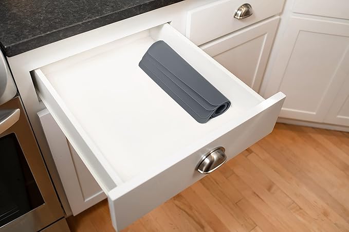 GASARÉ, Placemats Set of 4, Silicone Placemats, Table Mats, Non-Slip, Easy to Clean, Heat Resistant, Flexible, 20% Thicker, 16 x 12 inches x 1.1mm, Gray