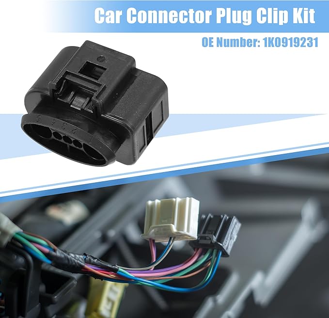 uxcell 1 Set 5 Pin No.1K0919231 Fuel Pump Control Connector Adapter Plug Clip Kit Replacement for VW for Audi for Seat for Skoda