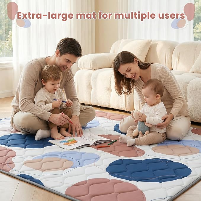 UBRAVOO Baby Play Mats, Crawling Playpen Mat, Thicken Soft Padding Foam Playmatfor Babies and Toddlers Infants, Foldable Crawling Mats, Non-Slip & Machine Washable(50" X 50", Color Blocks)