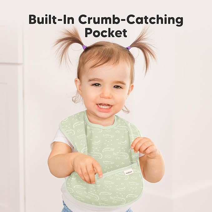KeaBabies 3-Pack Waterproof Baby Bibs for Eating - Lightweight Toddler Feeding Bibs with Large Food Catcher, Mess Proof, Food-Grade Baby Eating Essentials, Easy to Put On & Clean (Wilderness)