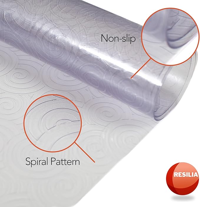 RESILIA Under High Chair Splat Mat, Premium Heavy-Duty Spill & Splash-Proof, Orange Peel Pattern, Vinyl Prevents Stains & Damage from Food, Arts & Crafts, 48 Inch x 48 Inch, Clear, Made in The USA
