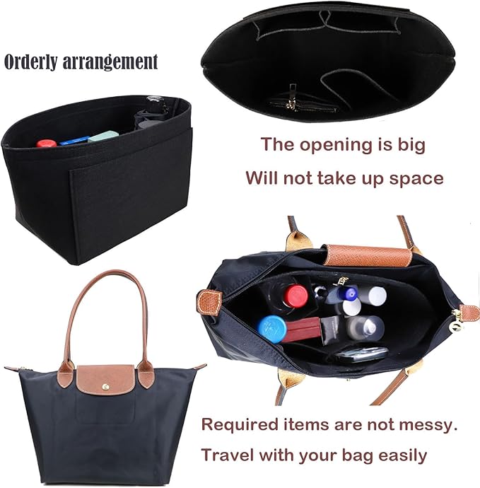Lckaey Purse Organizer Insert for le pliage organizer insert(Large) Handbags Organizer 1012black2-L