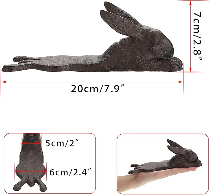 Sumnacon Cast Iron Cute Rabbit Door Stop - Heavy Duty Floor Door Stopper Avoid Drilling Hole, Vintage Iron Doorstop Wedge for Patio Yard Garden Farmhouse Home Office Commercial Industrial